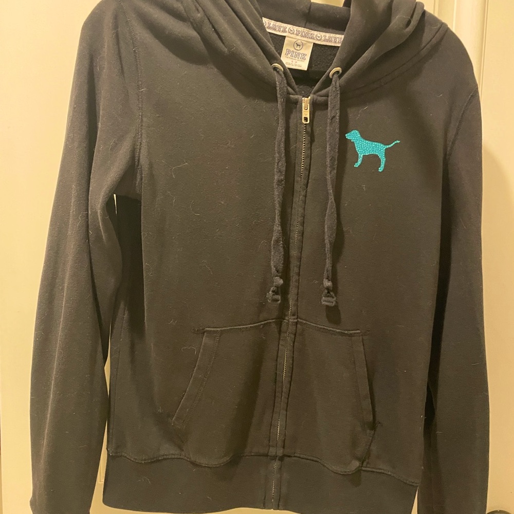 Pink small hooded sweatshirt with zipper